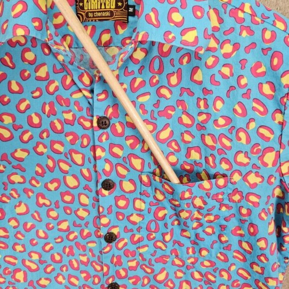 chenaski Shirt Cool Retro Style Pattern 60s 70s Look Funky Button-Down Mens Sz M - Picture 4 of 10